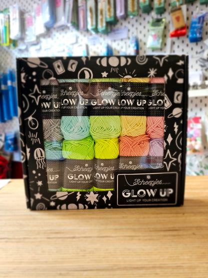 Scheepjes Glow Up – Lot de 10 pelotes de laine phosphorescente, fil lumineux pour tricot et crochet
