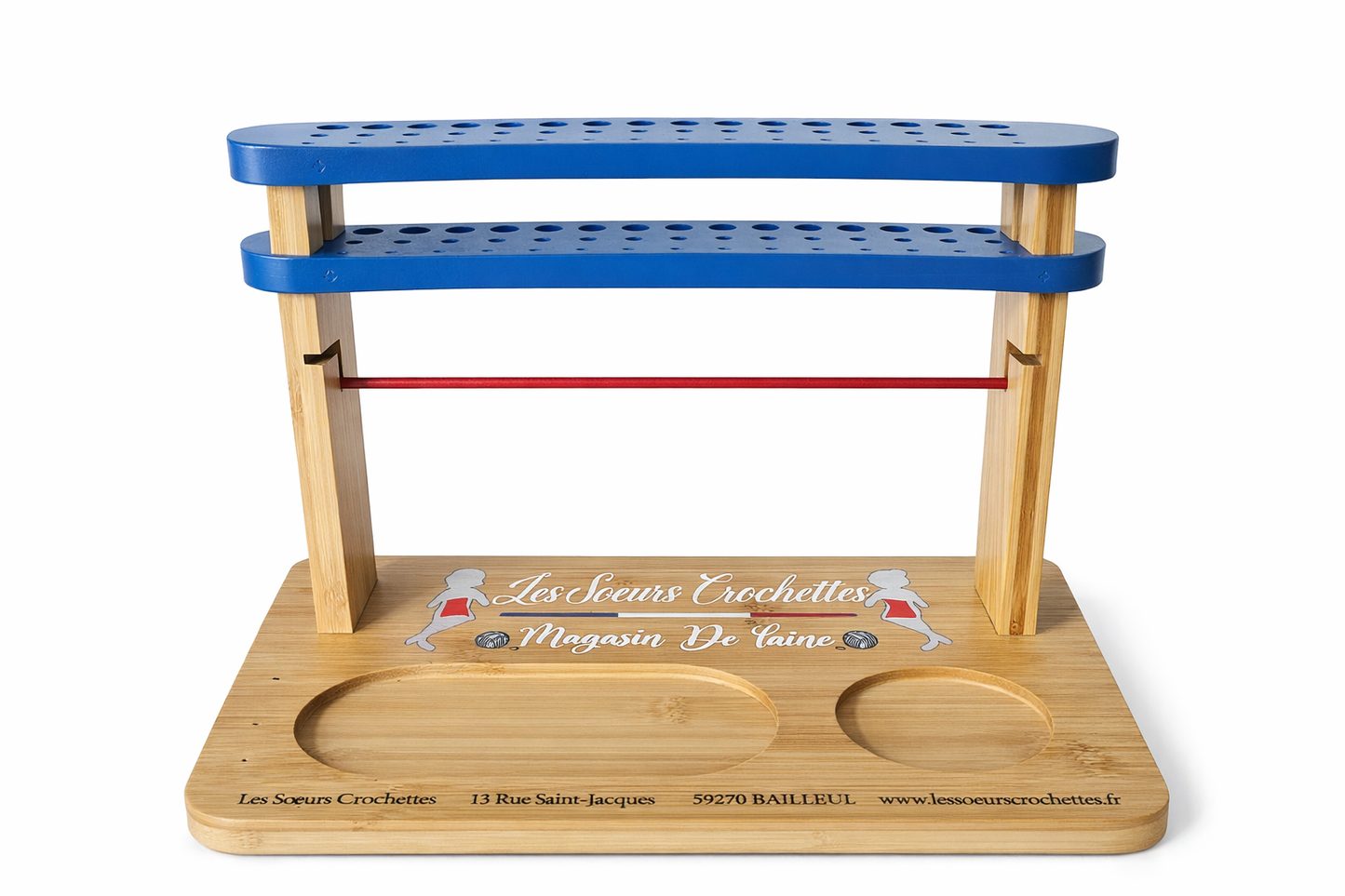 Porte-crochets en bambou verni – Édition premium Les soeurs crochettes