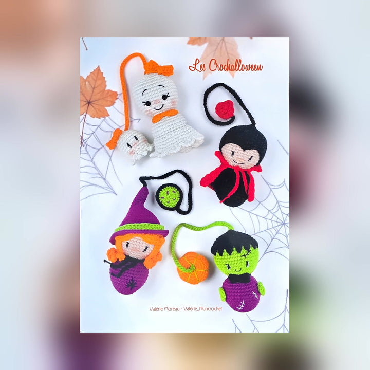 Couverture du livre Les Crochalloween de Valérie Moreau, personnages d'Halloween à crocheter